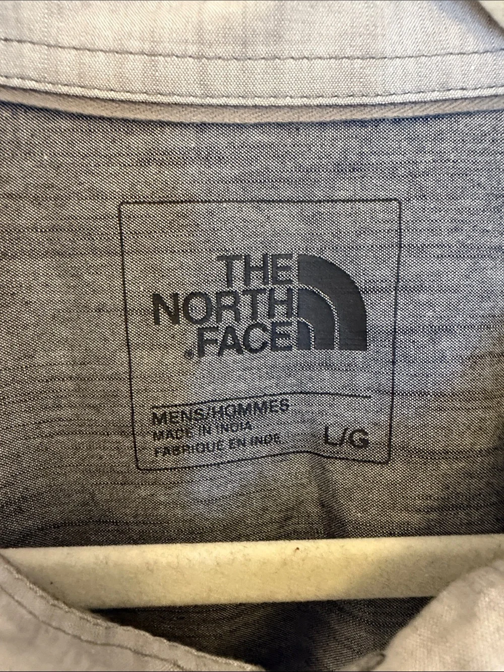 The North Face Men's Two-Tone Light Gray and Dark Gray Button-Down Shirt